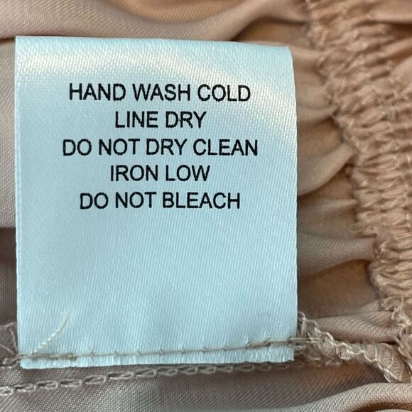 Forever 21 Satin Ruffle Trim Tie Front Top Pale Peach Square Neck Cropped S - Picture 9 of 9